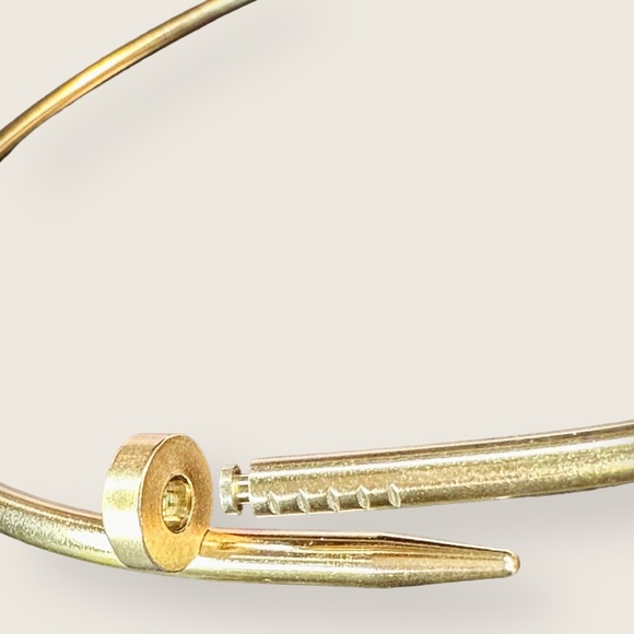 RESTOCKED Yellow Gold-Plated Stainless Steel Nail Collar Designer Style Necklace - Picture 6 of 16